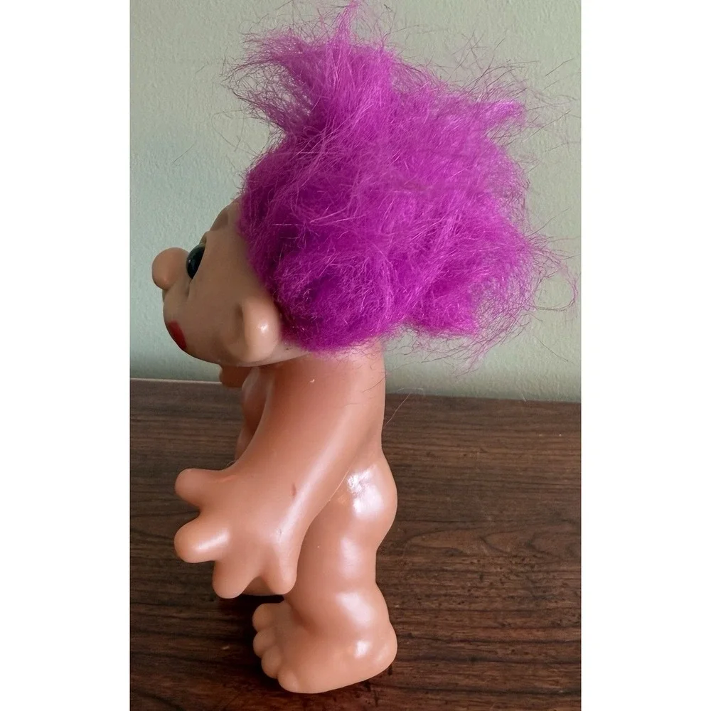 Vintage Troll Dam 1984 Pink Hair Red Cheeks Green Eyes 6.5